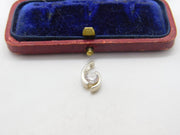 Sterling Silver Diamond Paste Swirl Drop Charm Pendant Vintage c1970