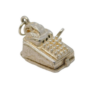 Sterling Silver Opening Cash Register Charm Pendant Vintage c1970s