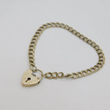 Sterling Silver Heart Padlock Clasp Double Curb Charm Bracelet Vintage c1970s
