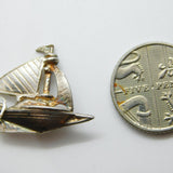 Sterling Silver Little Ship Charm Pendant Vintage c1970
