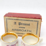 Scottish Boxed Pair of Miniature Souvenir Teacups & Saucers Antique c1890