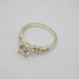 Sterling Silver Multi-Stone CZ Sparkling Engagement Ring Vintage c1990 Size P