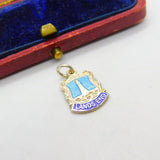 Sterling Silver and Enamel Lands End Travel Shield Charm Pendant Vintage c1970