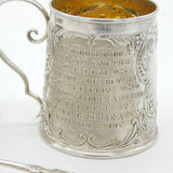 Victorian Sterling Silver Nursery Rhyme Christening Set Antique Birmingham