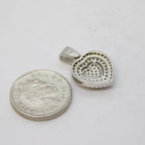Sterling Silver White Spinel Set Heart Charm Pendant Vintage c1970s