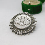Victorian Sterling Silver Floral Pattern Aesthetic Sweetheart Brooch Antique