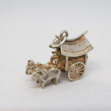 Sterling Silver Ox-Drawn Cart Charm Pendant Vintage c1970