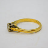 18ct Yellow Gold & 0.15ct Diamond Solitaire Ring Vintage 1985 London