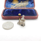 Sterling Silver Openable Church with Wedding Couple Charm Pendant Vintage c1970