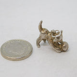 Sterling Silver Playing Kitten Charm Pendant Vintage c1970