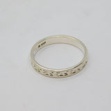 20th Century Sterling Silver Patterned Band Ring Vintage c1950 Size K 1/2