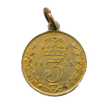 George V Sterling Silver WW1 1915 Threepence Coin Pendant Antique