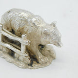 Edwardian Cast Sterling Silver Grizzly Bear Place Setting Antique 1909 London