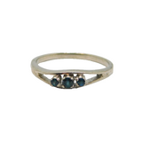Sterling Silver Triple Stone Sapphire Stacking Ring Modern c1990 Size M 1/2