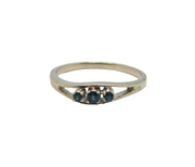 Sterling Silver Triple Stone Sapphire Stacking Ring Modern c1990 Size M 1/2