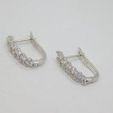 Pair of Sterling Silver Multi-Stone CZ Leverback Stud Earrings Modern c1990