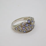 Sterling Silver Multi-Stone Iolite Dress Ring Vintage c1970 Size N 1/2