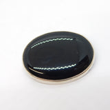 Sterling Silver Mounted Black Onyx Brooch Pin Vintage 1988 London