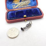 Sterling Silver Musical Trumpet Charm Pendant Vintage c1970