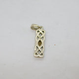 Sterling Silver Celtic Pattern Peridot Rectangular Drop Pendant Vintage c1970