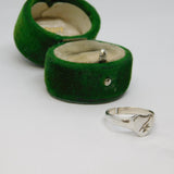Sterling Silver Engraved Heart Signet Ring Vintage c1970 Size J 1/2