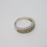 Sterling Silver Triple Row CZ Dress Band Ring Vintage c1970 Size O