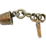 Sterling Silver Thimble & Scissors Sewing Interest Charm Pendant Vintage c1970s