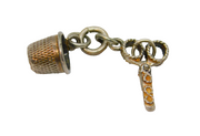 Sterling Silver Thimble & Scissors Sewing Interest Charm Pendant Vintage c1970s