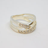 Sterling Silver Spinel Set Cross Over Band Ring Vintage c1970 Size N
