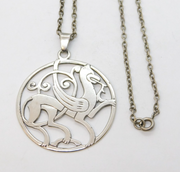 Shetland Scottish Sterling Silver Quendale Beast Pendant Necklace Vintage