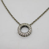 PANDORA Sterling Silver Paste Set Circular Drop Pendant Necklace Vintage