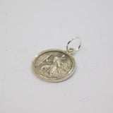 Sterling Silver Round St Christopher Travel Charm Pendant Vintage c1970