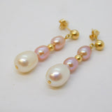 Pair of 9ct Yellow Gold Akoya Pearl Drop Stud Earrings Vintage c2000s