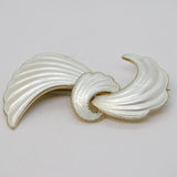 Norwegian Elvik & Co Sterling Silver Gilt White Enamel Spray Brooch Vintage