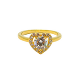 Sterling Silver Gilt CZ Set Heart Dress Ring Contemporary c2000 Size M