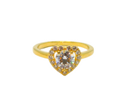 Sterling Silver Gilt CZ Set Heart Dress Ring Contemporary c2000 Size M