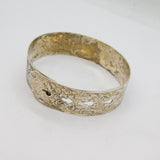 Sterling Silver Charles Horner Floral Relief Buckle Bangle Vintage 1944 Chester