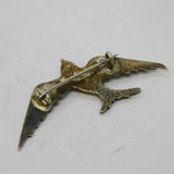 19th Century Eastern Sterling Silver Niello Enamel Bird Brooch Antique c1880s