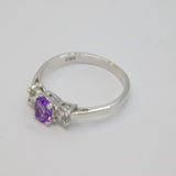 Sterling Silver Oval Amethyst & Spinel Dress Ring Vintage c1970 Size U