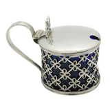 Edwardian Sterling Silver Floral Pattern Mustard Pot Antique 1908 Chester