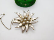 Victorian Sterling Silver Figuarative Lotus Flower Brooch Pin Antique c1900