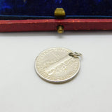 Sterling Silver USA One Dime 1940 Coin Charm Pendant WWII Time Antique