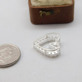 Sterling Silver Sparkling Paste Set Heart Charm Pendant Vintage c1970