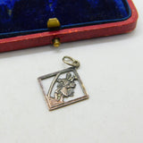 Sterling Silver Diamond Shaped St Christopher Charm Pendant Vintage c1970