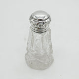 Victorian Sterling Silver Topped Cut Glass Scent Bottle Antique 1890 London AF