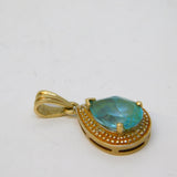 9ct Yellow Gold, Pear-Cut Topaz & Diamond Drop Pendant Vintage c1970