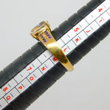 Sterling Silver Gilt Clear & Purple Crystal Set Ring Vintage c1970 Size L 1/2