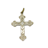 Sterling Silver Patterned Cross Charm Pendant Vintage c1970