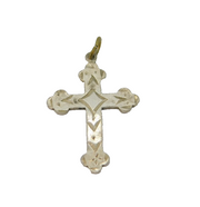 Sterling Silver Patterned Cross Charm Pendant Vintage c1970