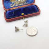 Pair of Sterling Silver Diamond Paste Butterfly Stud Earrings Vintage c1970